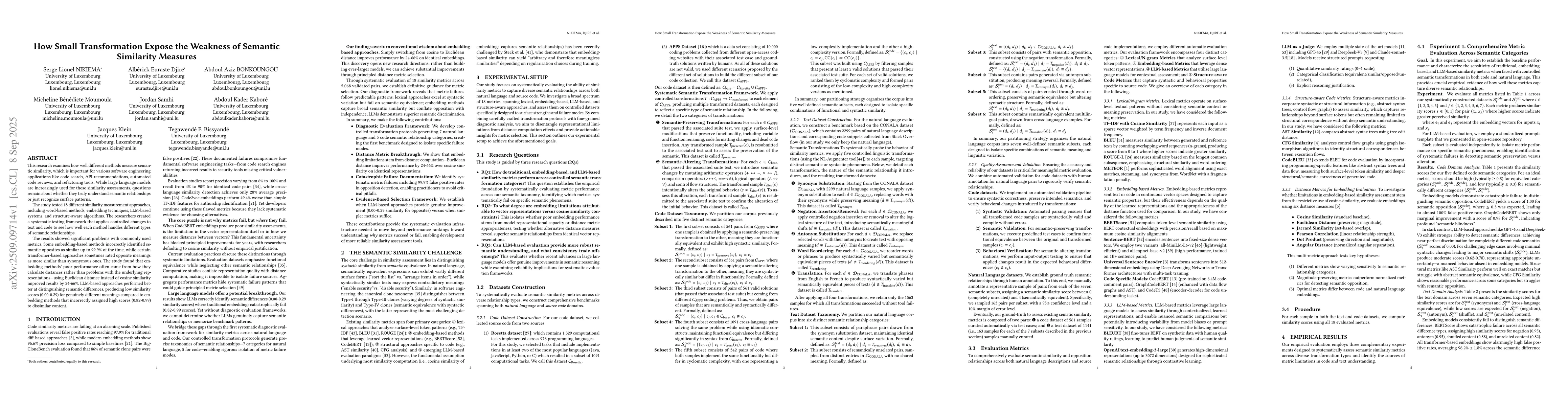 Thumbnail for How Small Transformation Expose the Weakness of Semantic Similarity
  Measures