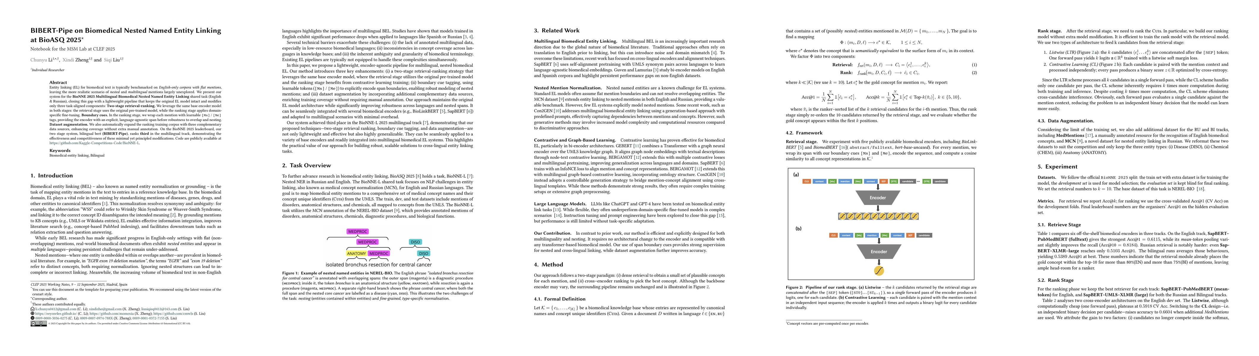 Thumbnail for BIBERT-Pipe on Biomedical Nested Named Entity Linking at BioASQ 2025