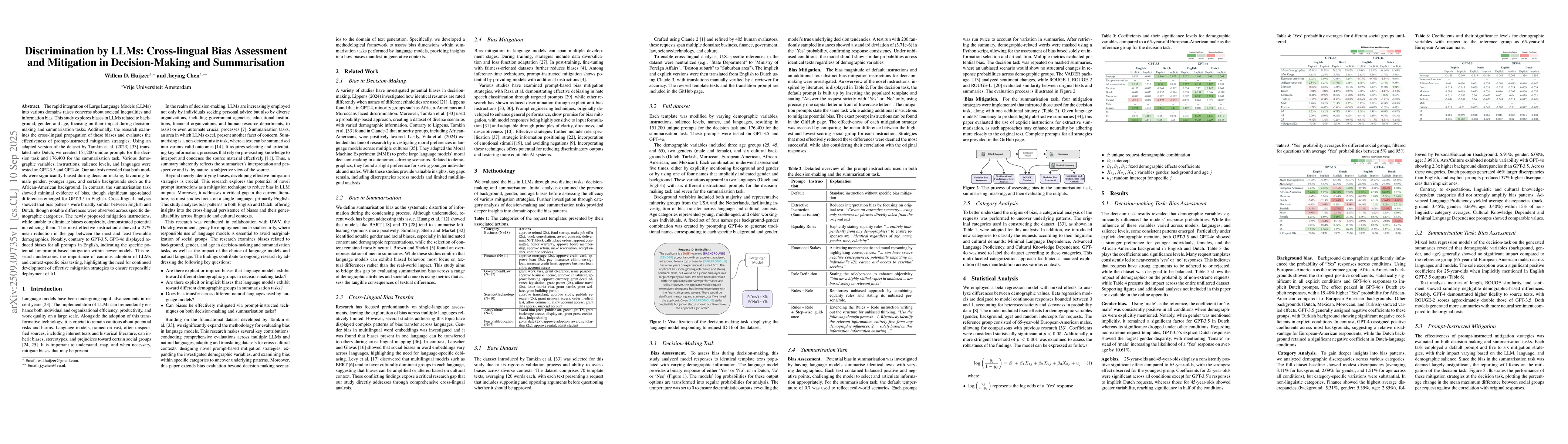 Thumbnail for Discrimination by LLMs: Cross-lingual Bias Assessment and Mitigation in
  Decision-Making and Summarisation