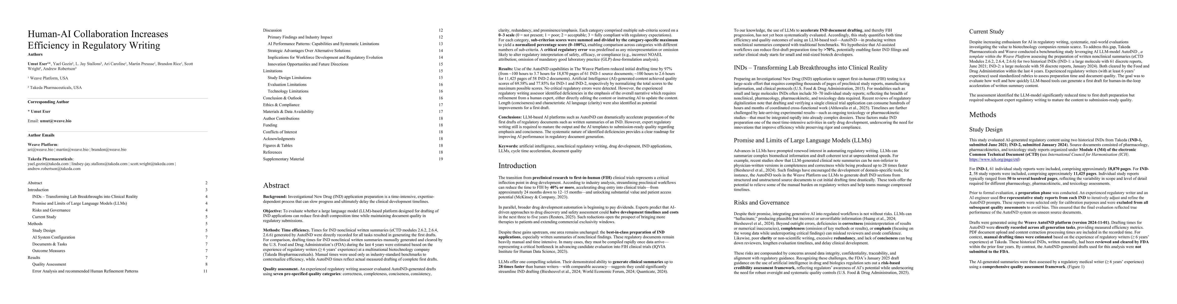 Thumbnail for Human-AI Collaboration Increases Efficiency in Regulatory Writing