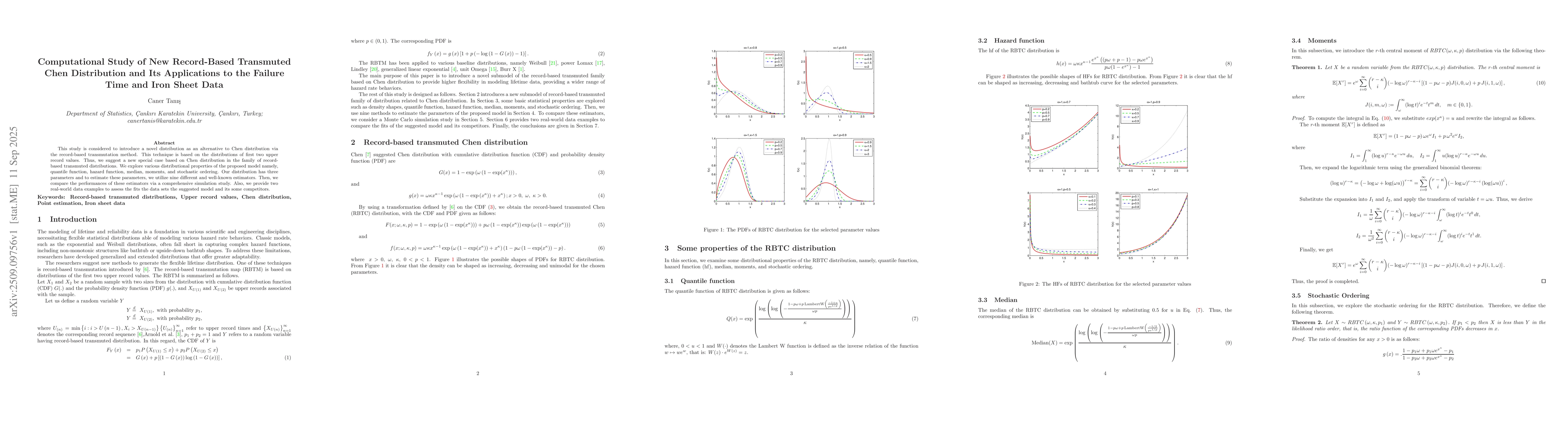 Thumbnail for Computational Study of New Record-Based Transmuted Chen Distribution and
  Its Applications to the Failure Time and Iron Sheet Data