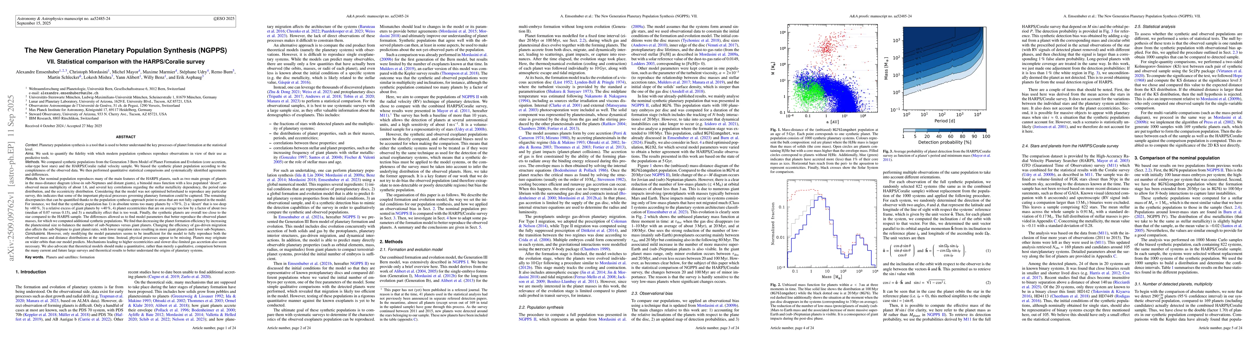 Thumbnail for The New Generation Planetary Population Synthesis (NGPPS). VII.
  Statistical comparison with the HARPS/Coralie survey