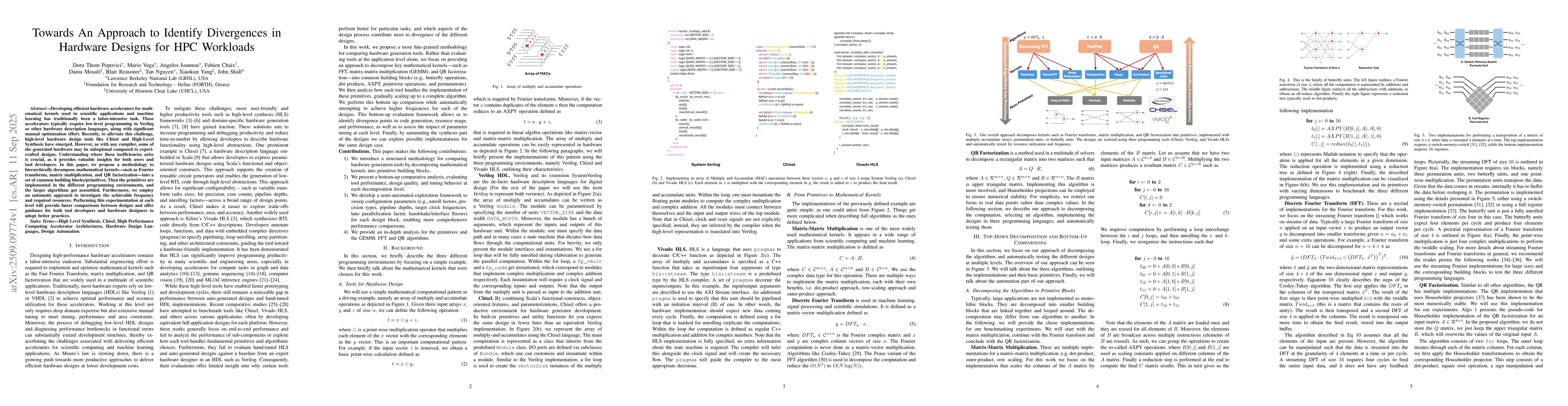 Thumbnail for Towards An Approach to Identify Divergences in Hardware Designs for HPC
  Workloads