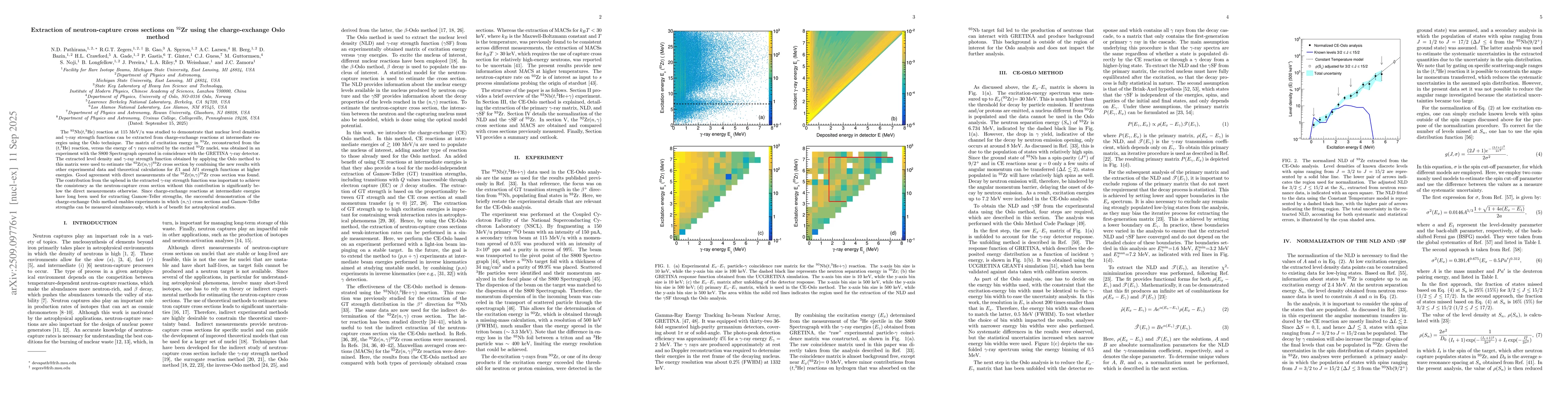 Thumbnail for Extraction of neutron-capture cross sections on $^{92}$Zr using the
  charge-exchange Oslo method