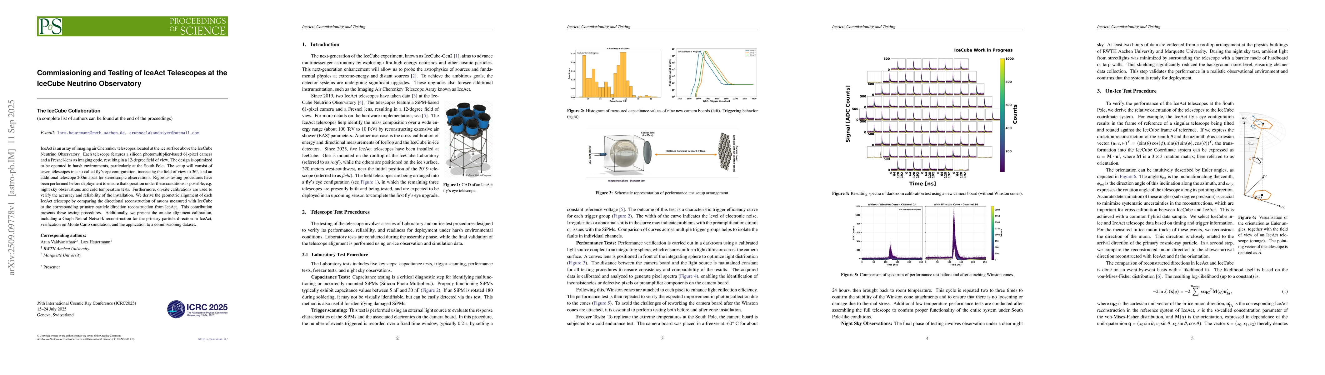 Thumbnail for Commissioning and Testing of IceAct Telescopes at the IceCube Neutrino
  Observatory