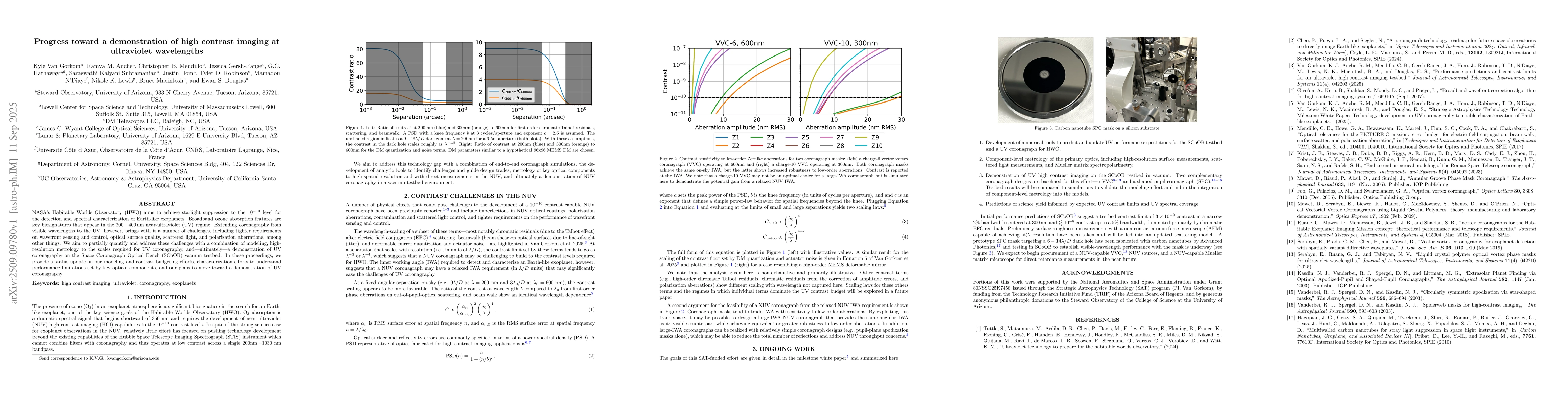 Thumbnail for Progress toward a demonstration of high contrast imaging at ultraviolet
  wavelengths