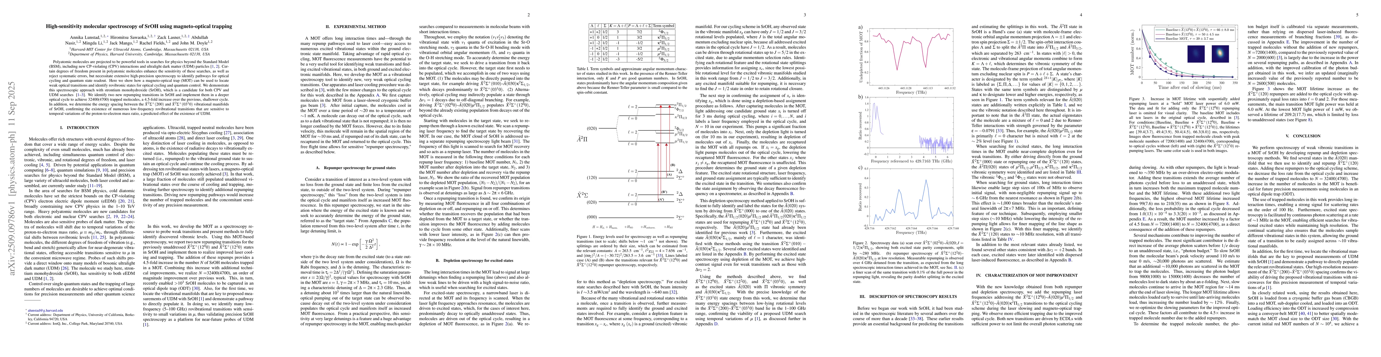 Thumbnail for High-sensitivity molecular spectroscopy of SrOH using magneto-optical
  trapping