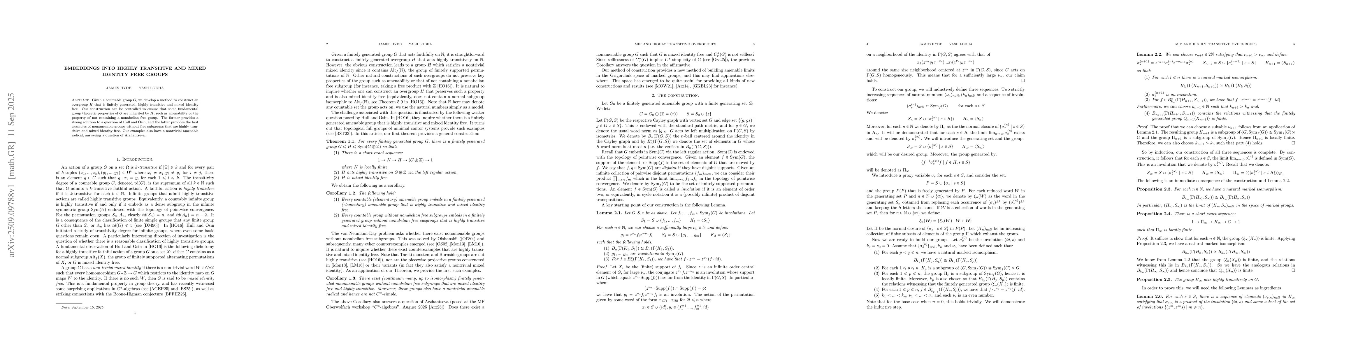 Thumbnail for Embeddings into highly transitive and mixed identity free groups