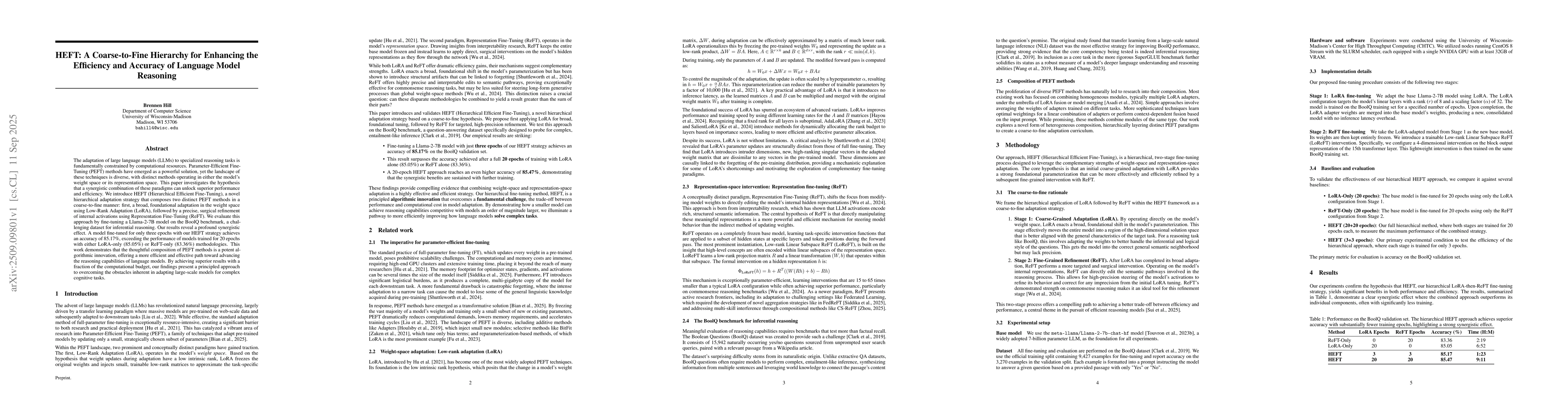 Thumbnail for HEFT: A Coarse-to-Fine Hierarchy for Enhancing the Efficiency and
  Accuracy of Language Model Reasoning