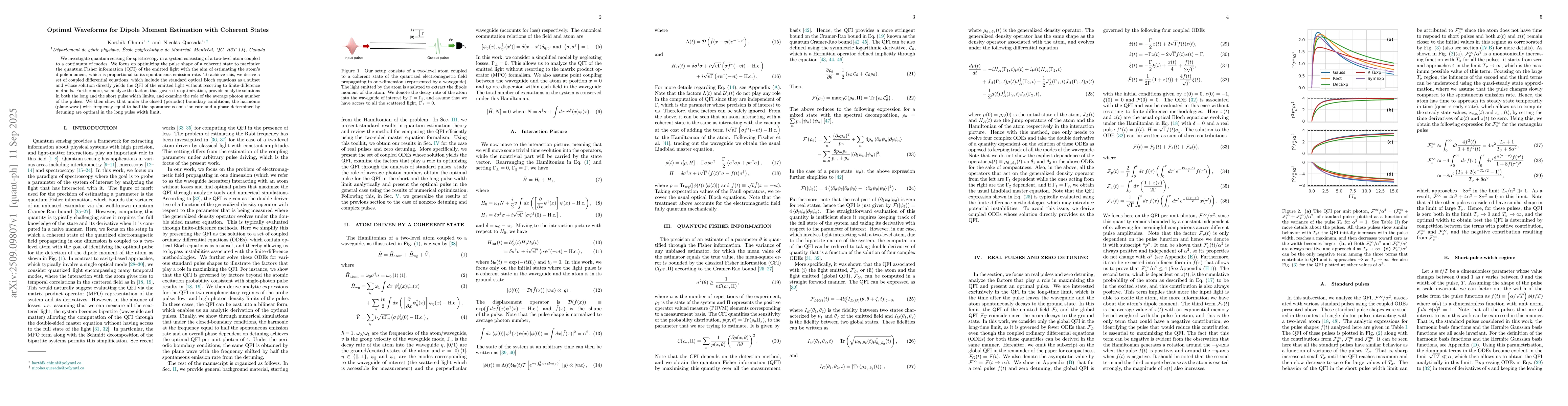 Thumbnail for Optimal Waveforms for Dipole Moment Estimation with Coherent States