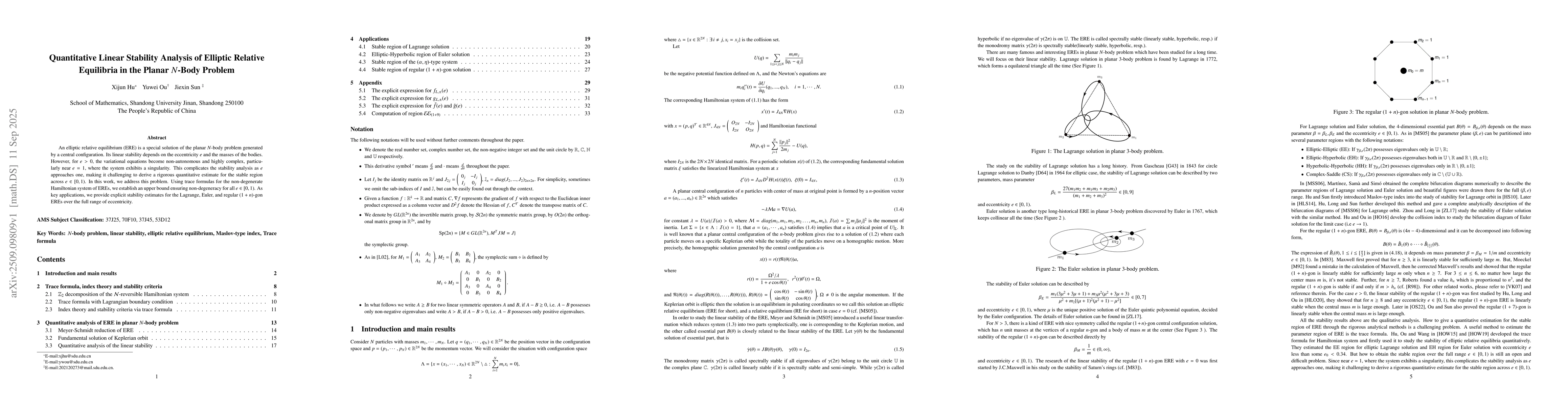 Thumbnail for Quantitative Linear Stability Analysis of Elliptic Relative Equilibria
  in the Planar N-Body Problem