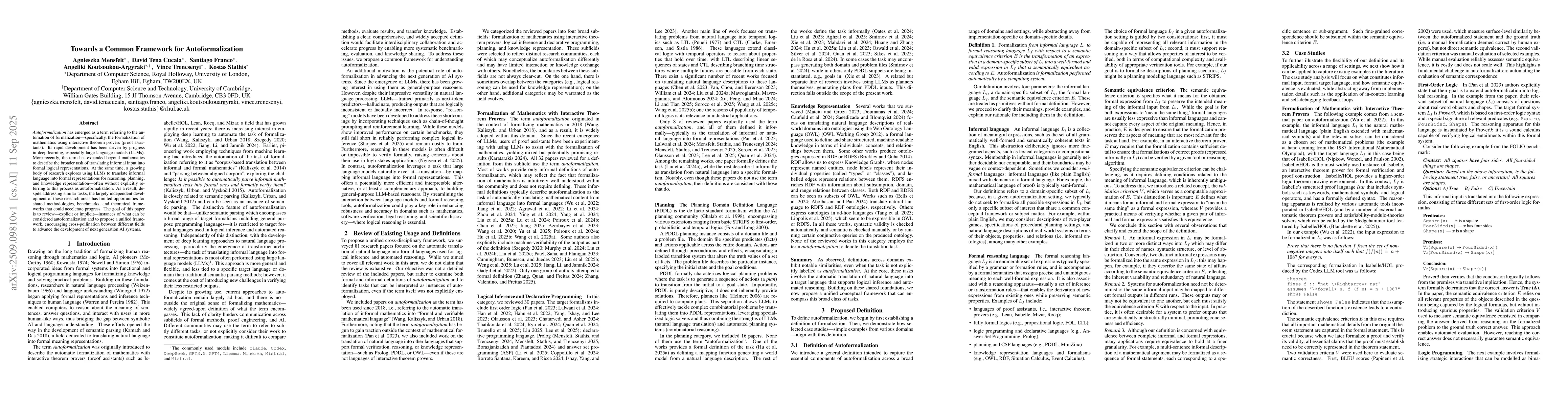 Thumbnail for Towards a Common Framework for Autoformalization