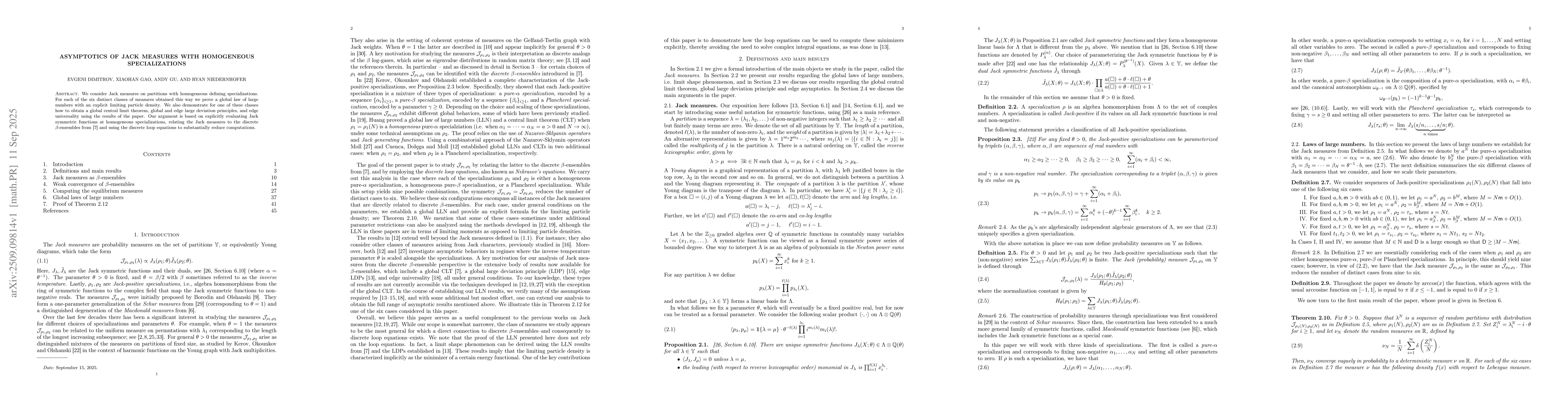 Thumbnail for Asymptotics of Jack measures with homogeneous specializations