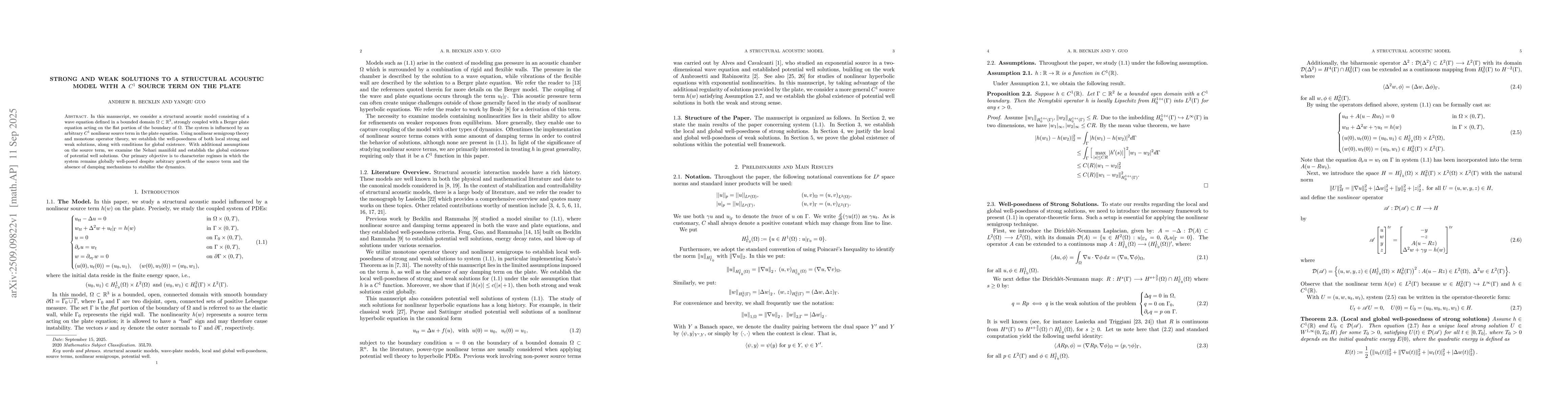 Thumbnail for Strong and weak solutions to a structural acoustic model with a $C^1$
  source term on the plate