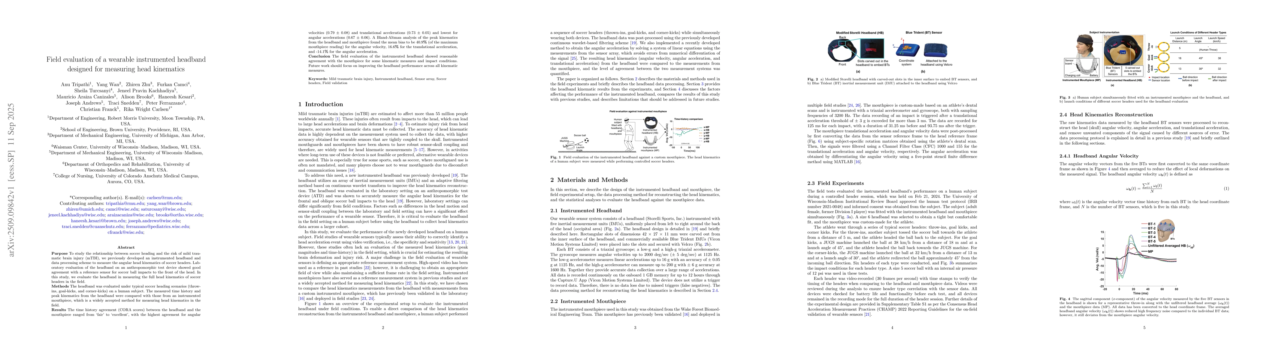 Thumbnail for Field evaluation of a wearable instrumented headband designed for
  measuring head kinematics