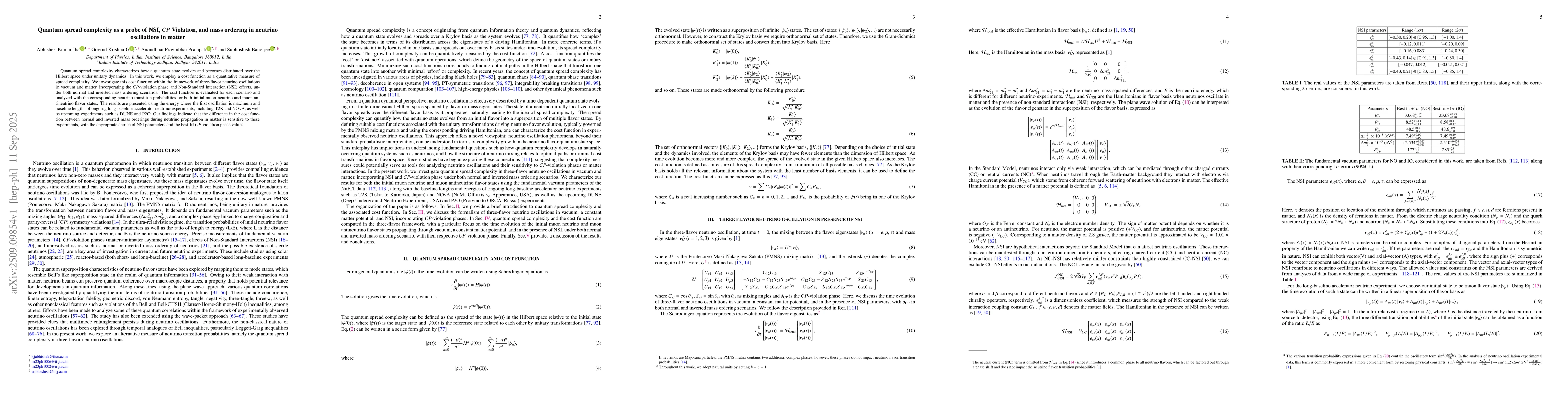 Thumbnail for Quantum spread complexity as a probe of NSI, $CP$ Violation, and mass
  ordering in neutrino oscillations in matter