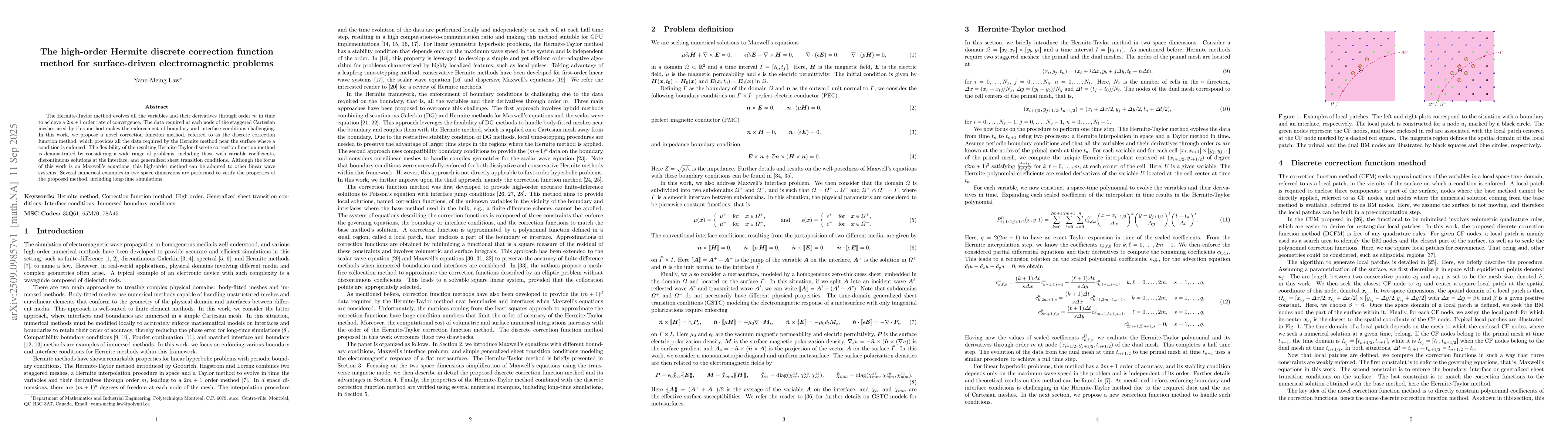 Thumbnail for The high-order Hermite discrete correction function method for
  surface-driven electromagnetic problems