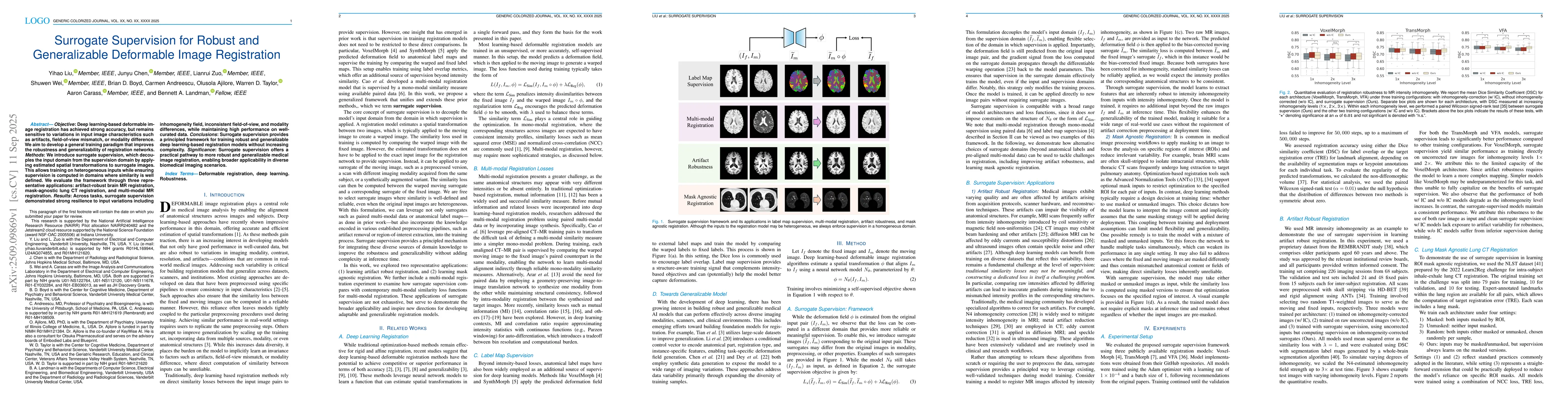Thumbnail for Surrogate Supervision for Robust and Generalizable Deformable Image
  Registration