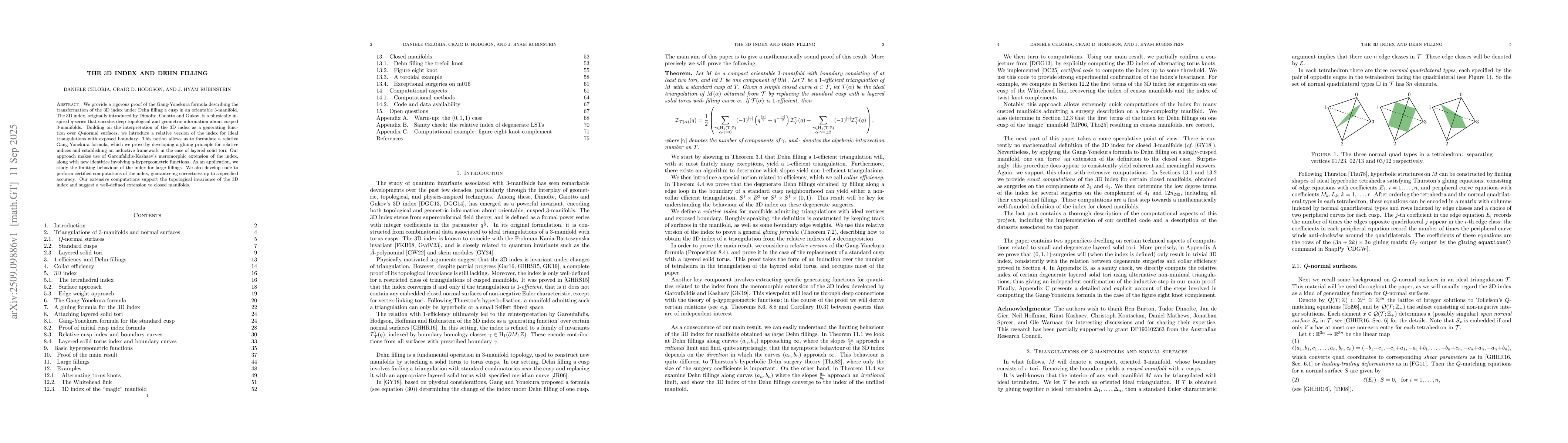 Thumbnail for The 3D index and Dehn filling