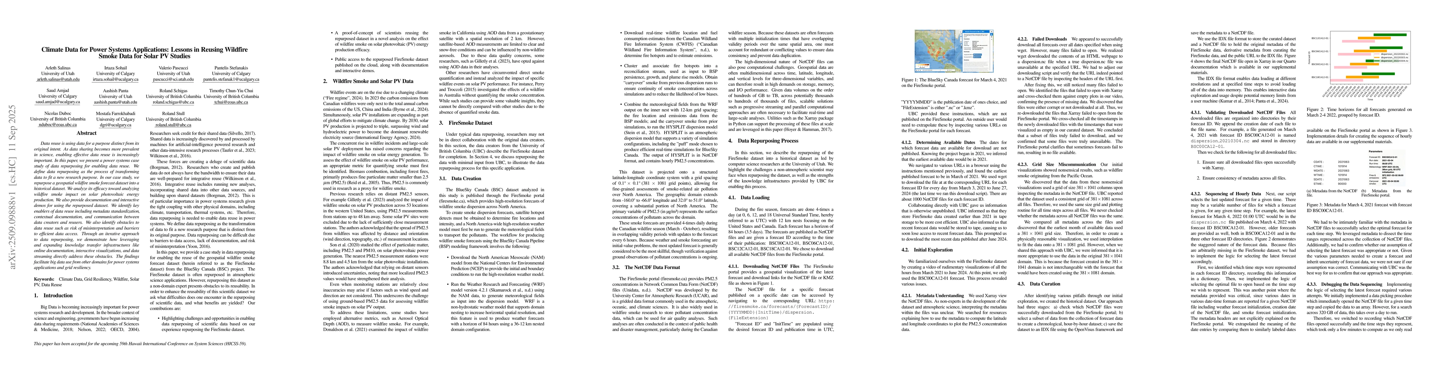 Thumbnail for Climate Data for Power Systems Applications: Lessons in Reusing Wildfire
  Smoke Data for Solar PV Studies
