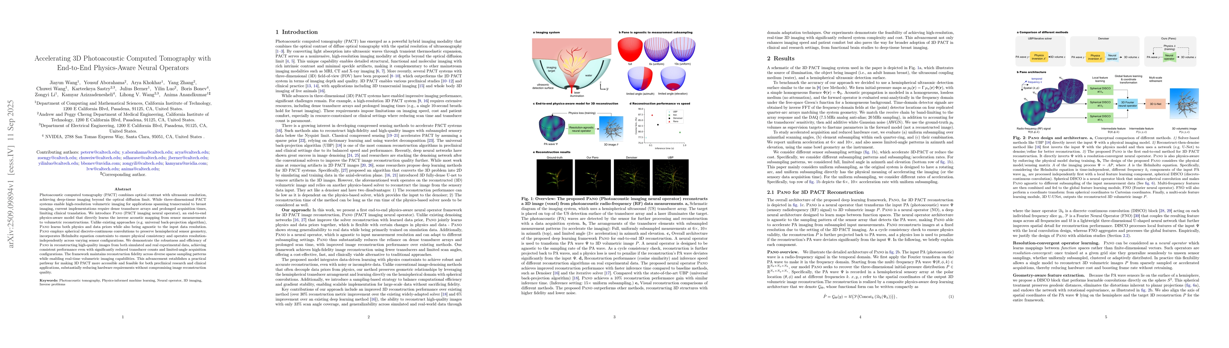Thumbnail for Accelerating 3D Photoacoustic Computed Tomography with End-to-End
  Physics-Aware Neural Operators