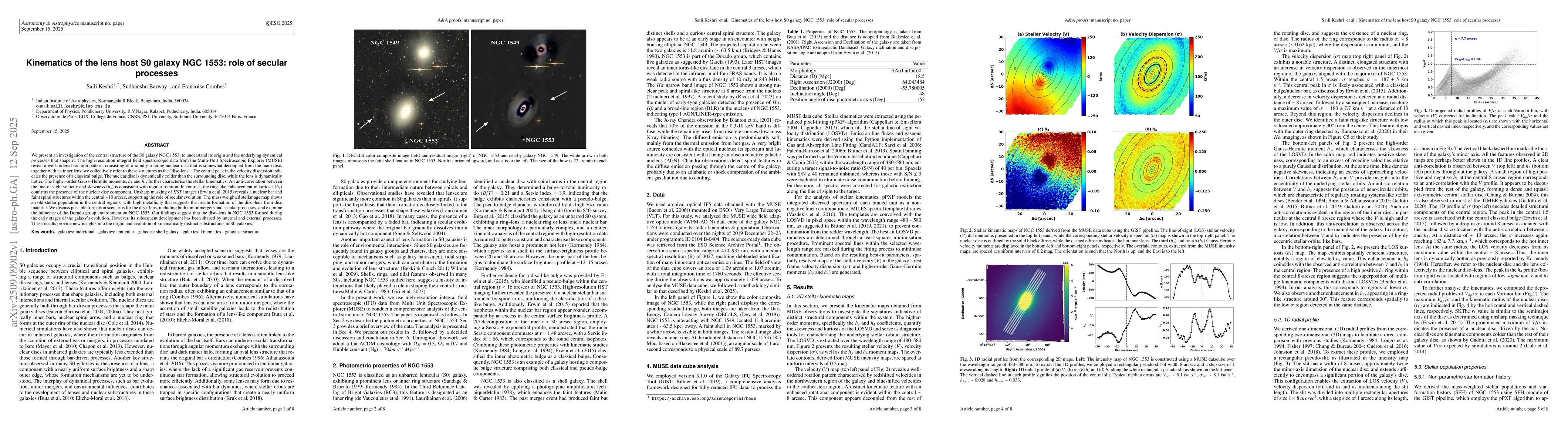 Thumbnail for Kinematics of the lens host S0 galaxy NGC 1553: role of secular
  processes