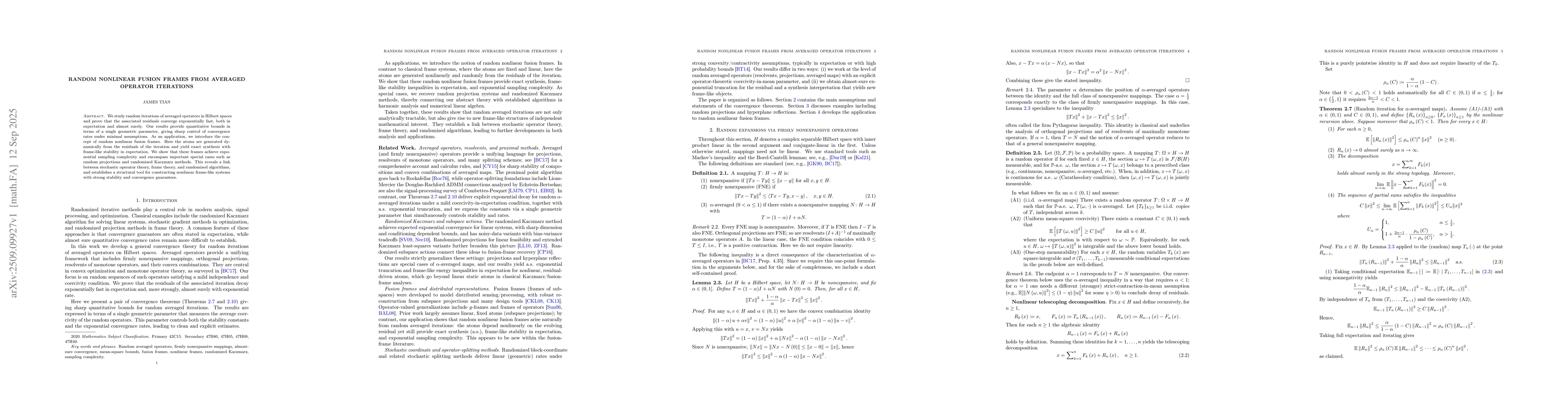 Thumbnail for Random Nonlinear Fusion Frames from Averaged Operator Iterations