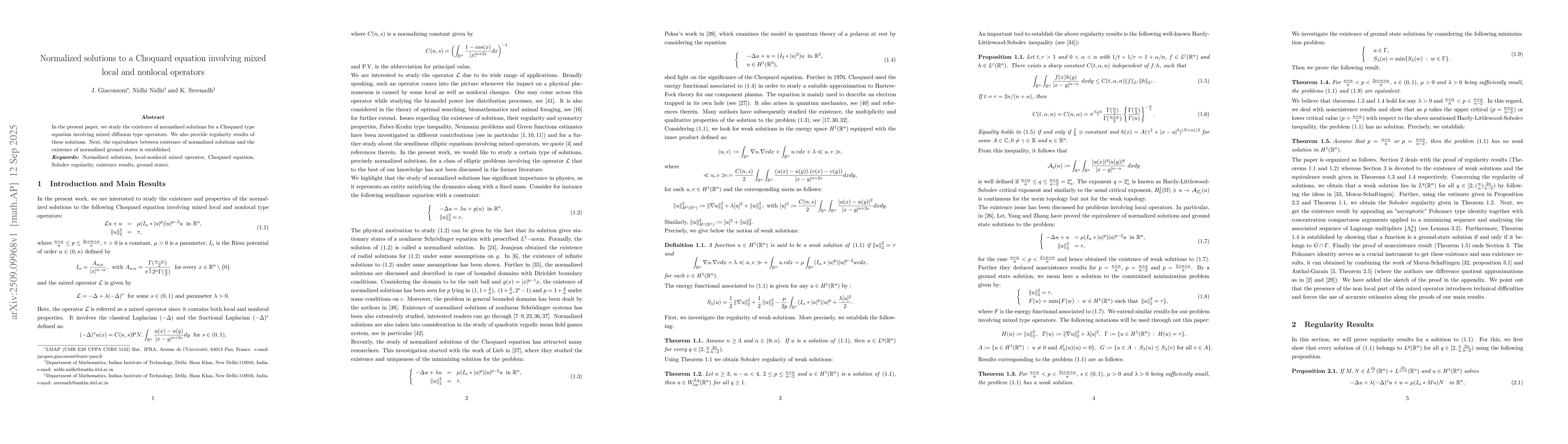 Thumbnail for Normalized solutions to a Choquard equation involving mixed local and
  nonlocal operators