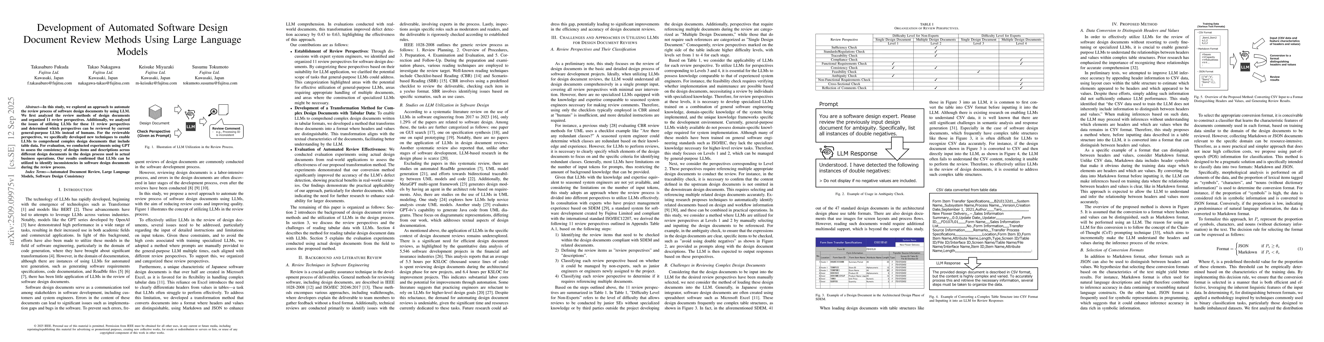 Thumbnail for Development of Automated Software Design Document Review Methods Using
  Large Language Models