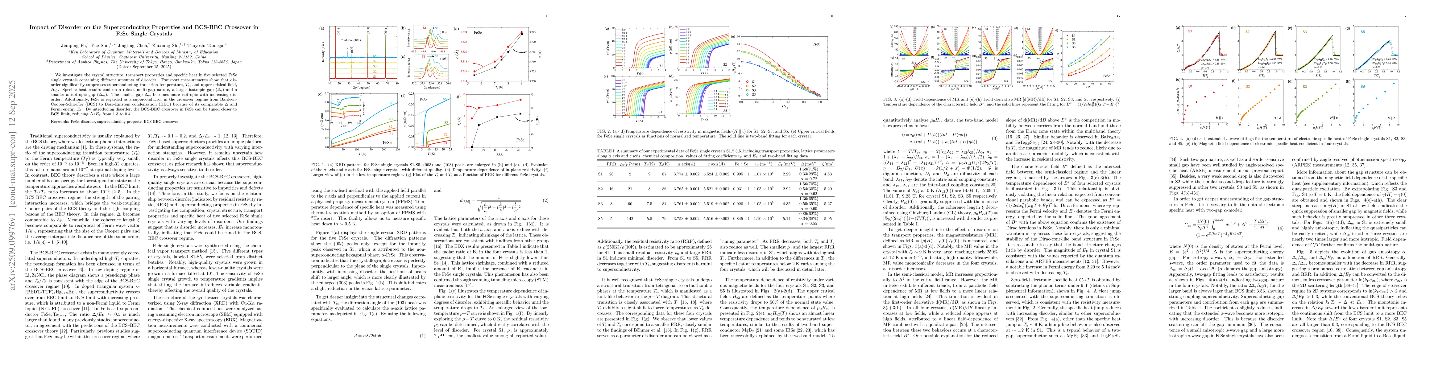 Thumbnail for Impact of Disorder on the Superconducting Properties and BCS-BEC
  Crossover in FeSe Single Crystals
