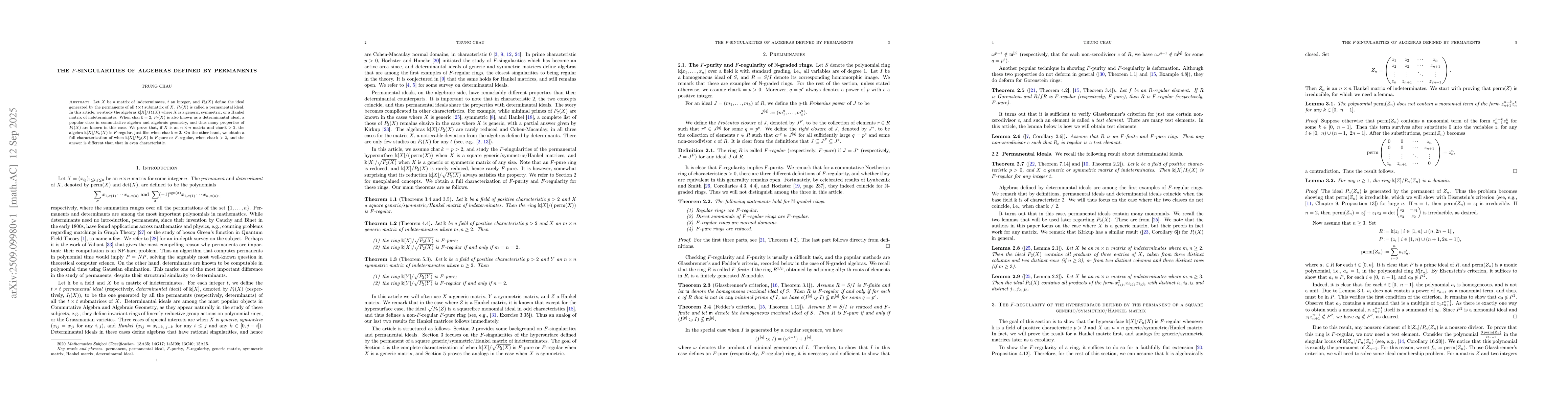 Thumbnail for The $F$-singularities of algebras defined by permanents