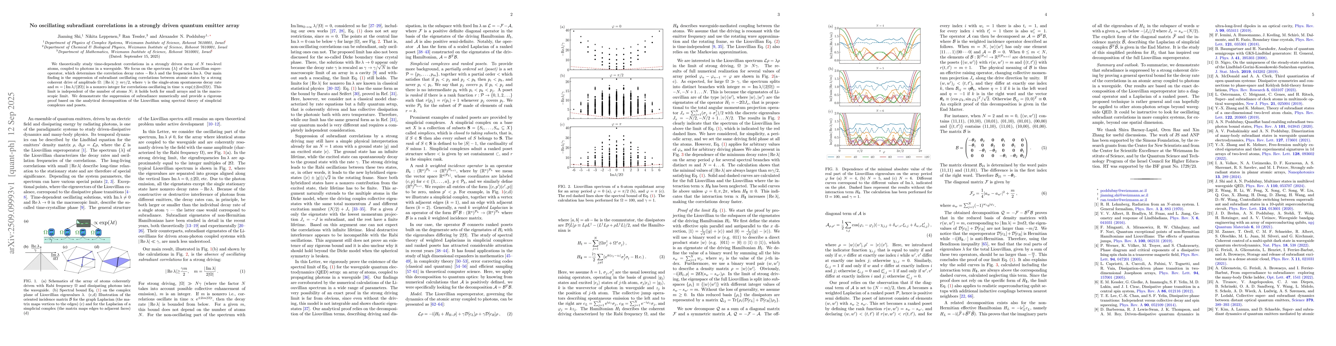 Thumbnail for No oscillating subradiant correlations in a strongly driven quantum
  emitter array
