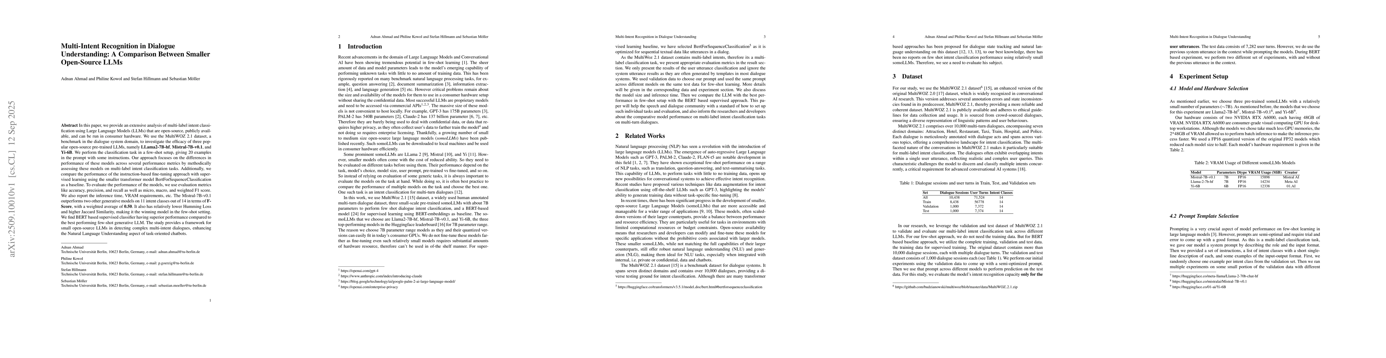 Thumbnail for Multi-Intent Recognition in Dialogue Understanding: A Comparison Between
  Smaller Open-Source LLMs