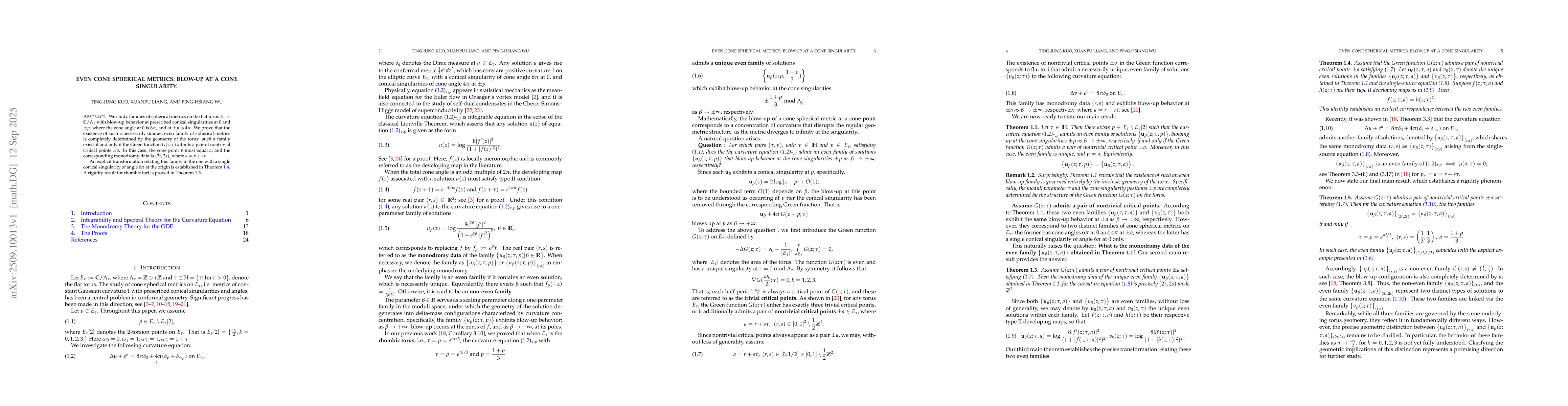 Thumbnail for Even Cone Spherical Metrics: Blow-Up at a Cone Singularity