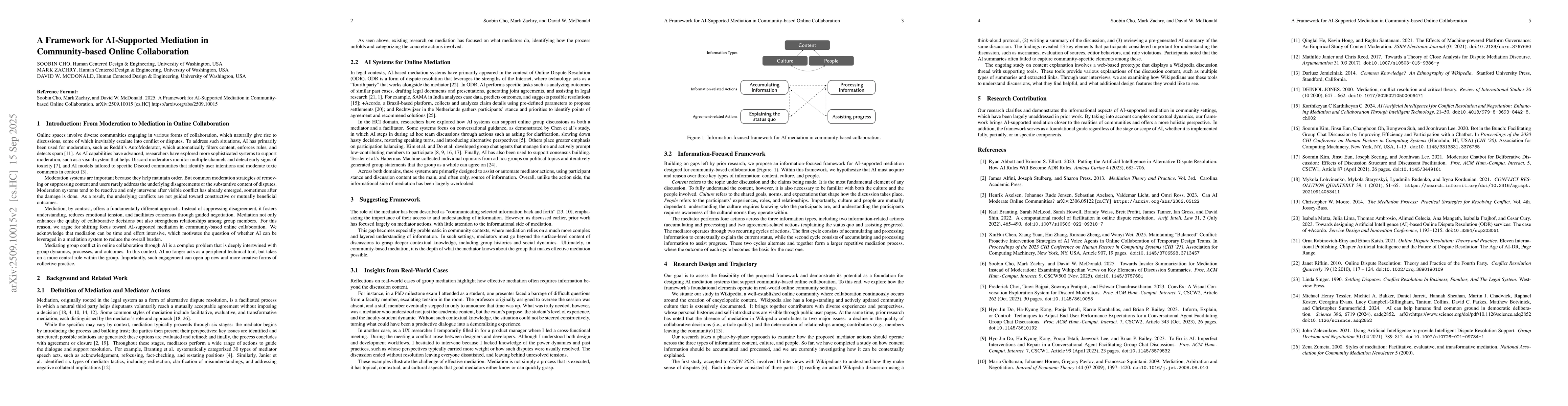 Thumbnail for A Framework for AI-Supported Mediation in Community-based Online
  Collaboration