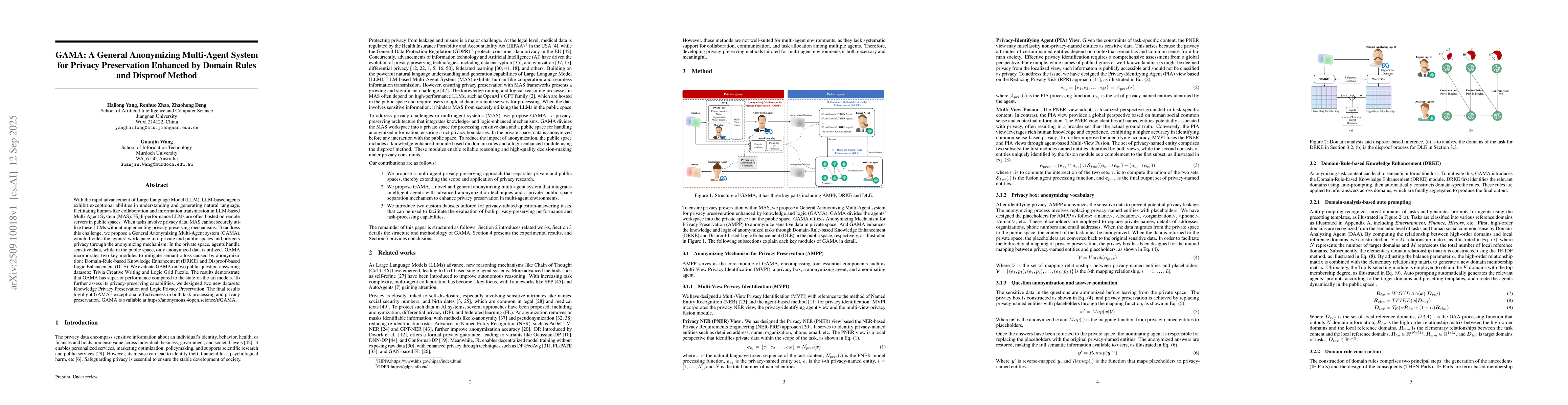 Thumbnail for GAMA: A General Anonymizing Multi-Agent System for Privacy Preservation
  Enhanced by Domain Rules and Disproof Method