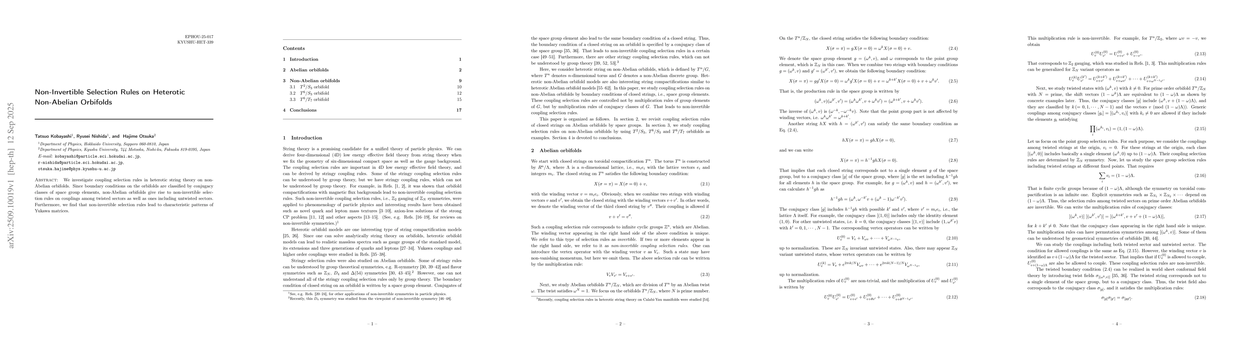 Thumbnail for Non-Invertible Selection Rules on Heterotic Non-Abelian Orbifolds