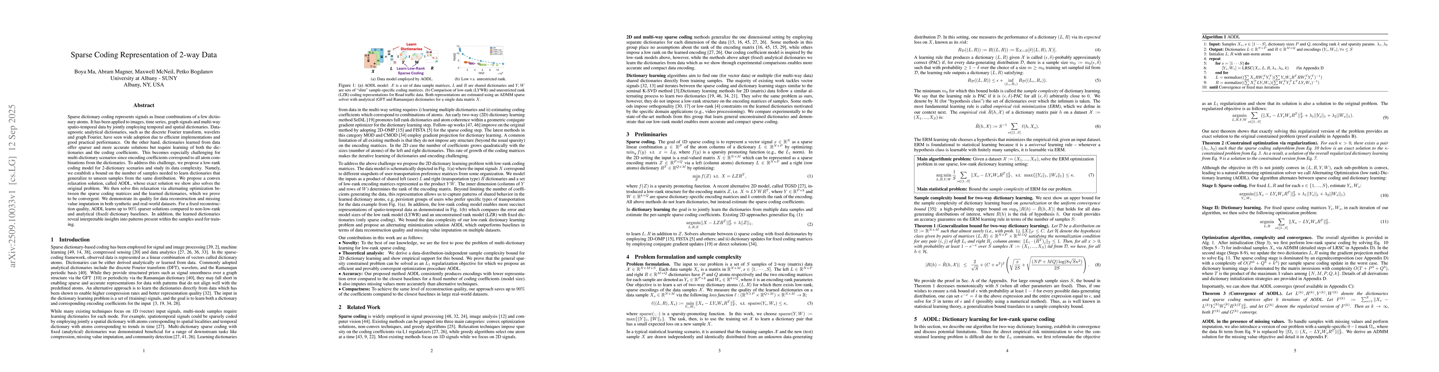 Thumbnail for Sparse Coding Representation of 2-way Data