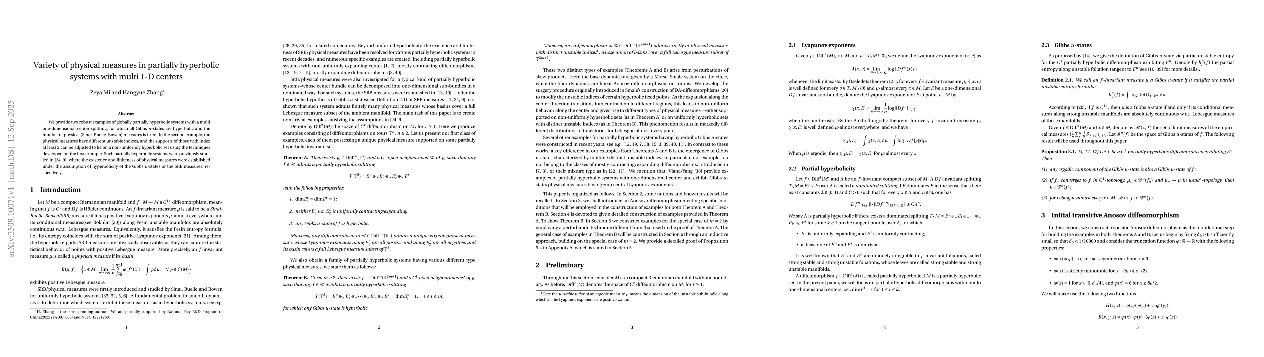 Thumbnail for Variety of physical measures in partially hyperbolic systems with multi
  1-D centers