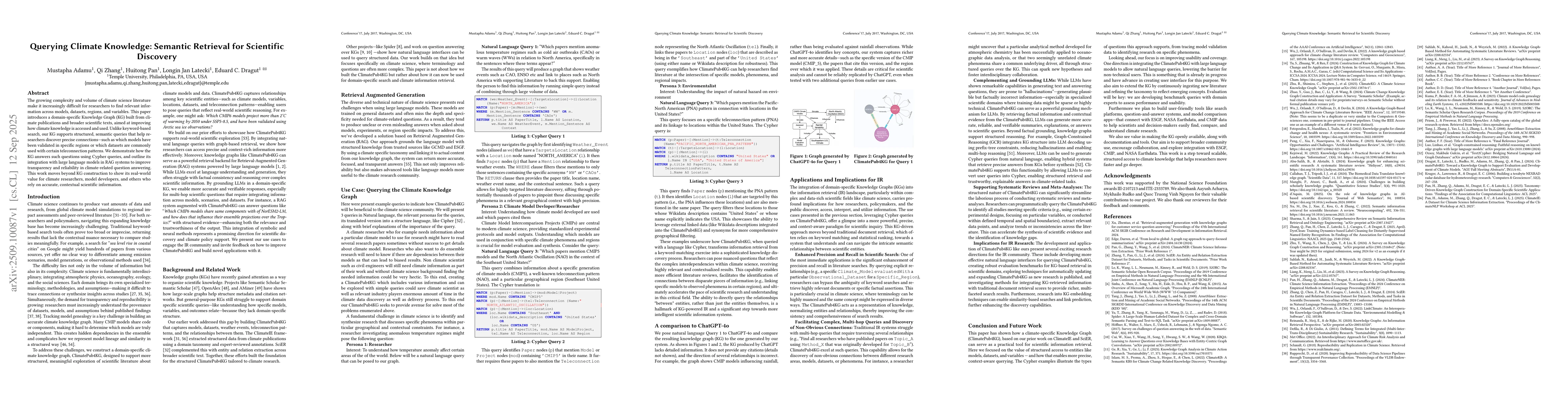 Thumbnail for Querying Climate Knowledge: Semantic Retrieval for Scientific Discovery