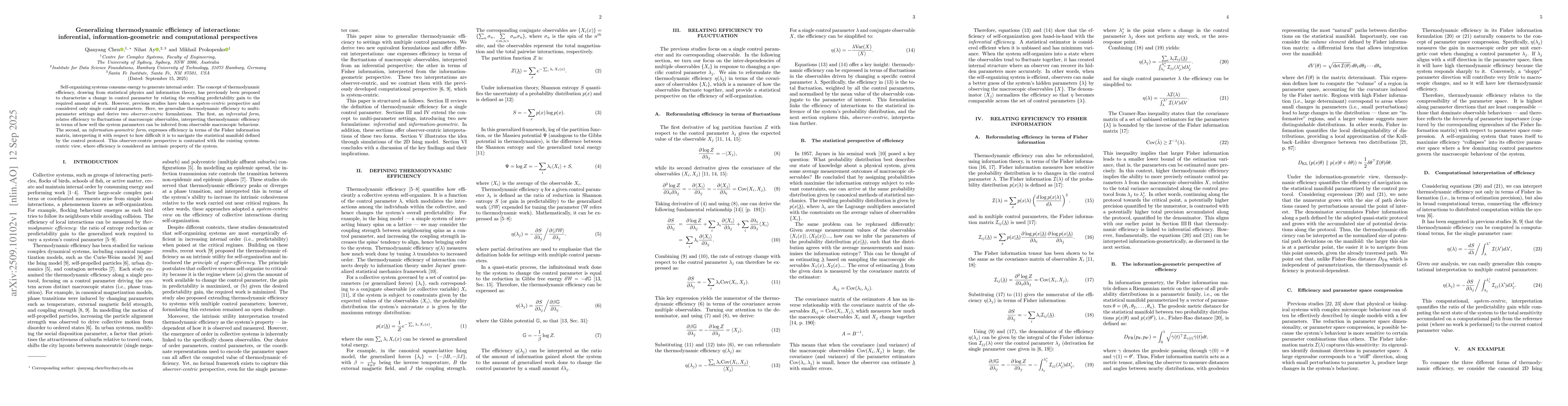Thumbnail for Generalizing thermodynamic efficiency of interactions: inferential,
  information-geometric and computational perspectives