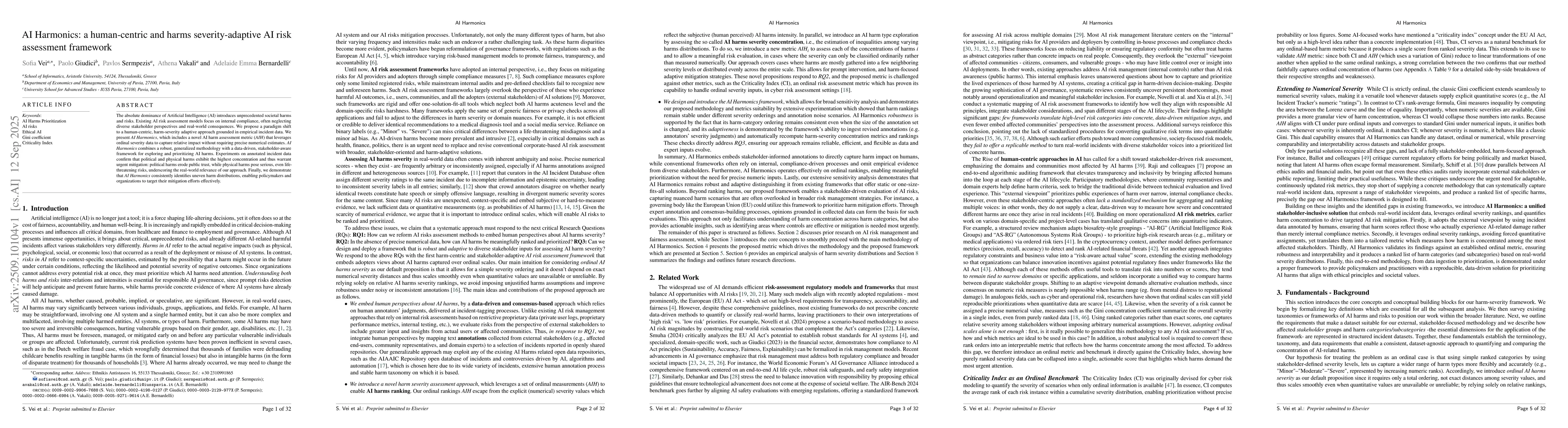 Thumbnail for AI Harmonics: a human-centric and harms severity-adaptive AI risk
  assessment framework