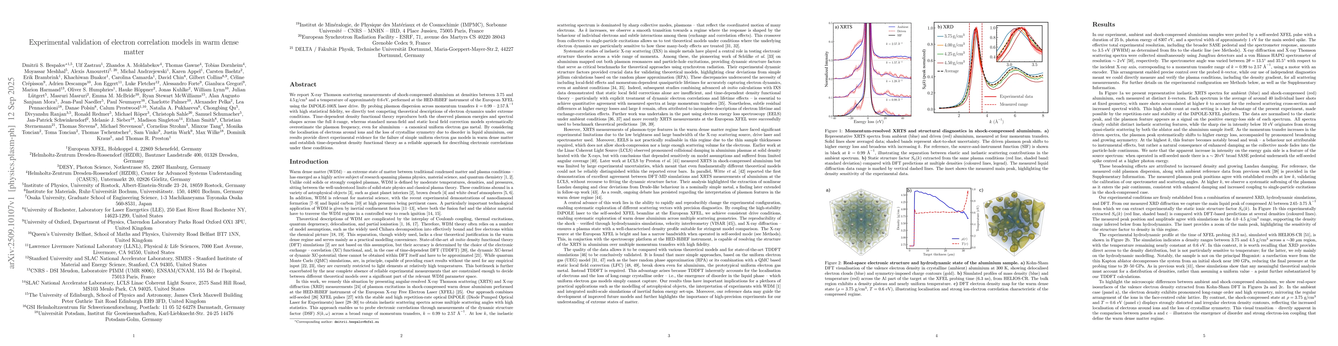 Thumbnail for Experimental validation of electron correlation models in warm dense
  matter