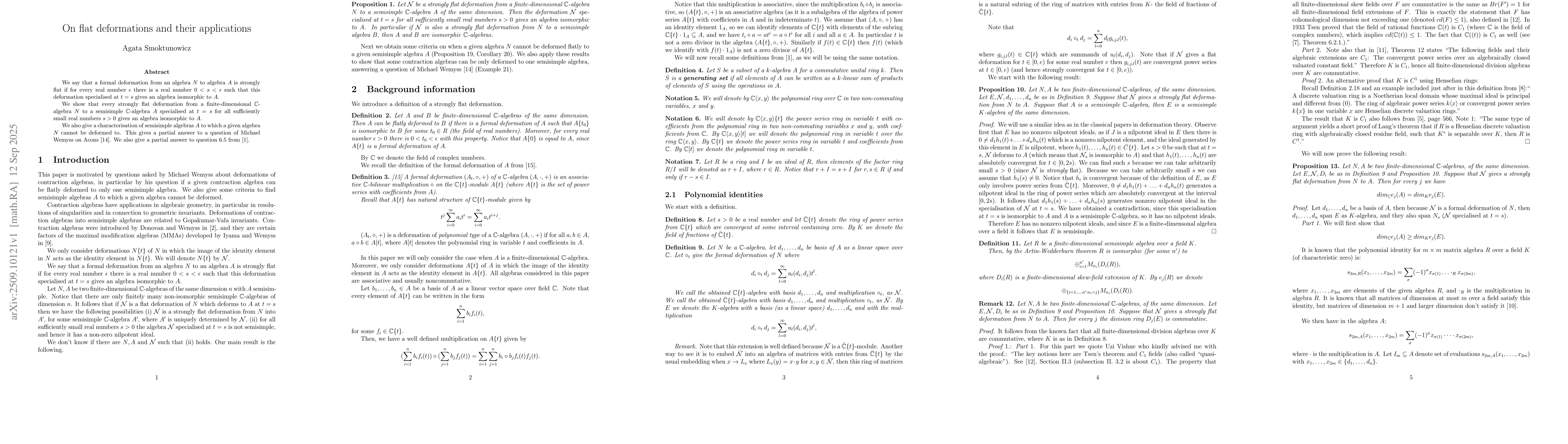 Thumbnail for On flat deformations and their applications