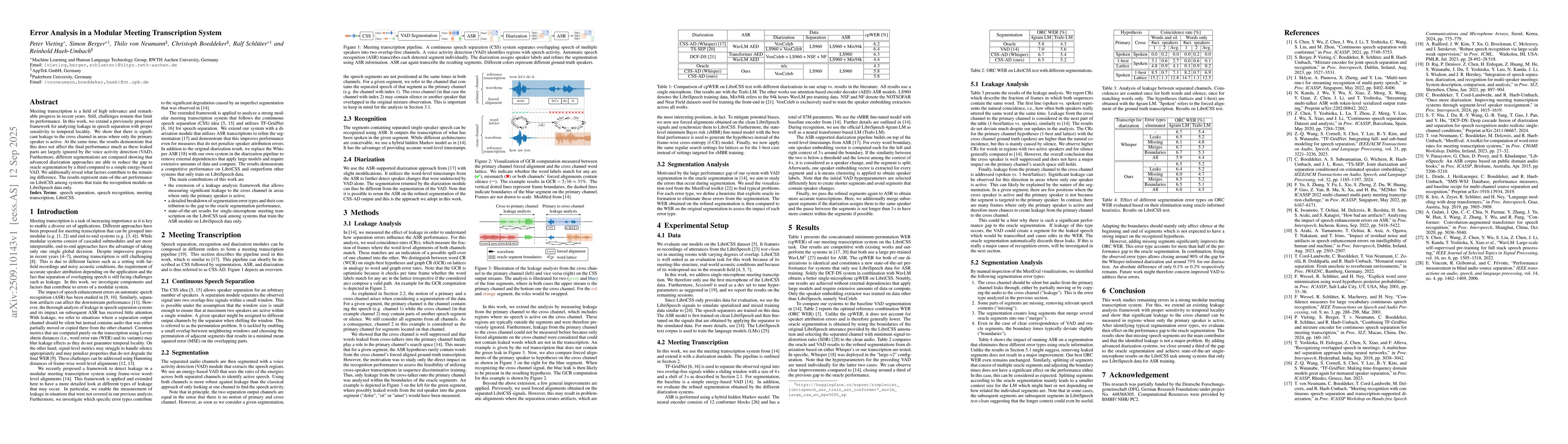 Thumbnail for Error Analysis in a Modular Meeting Transcription System
