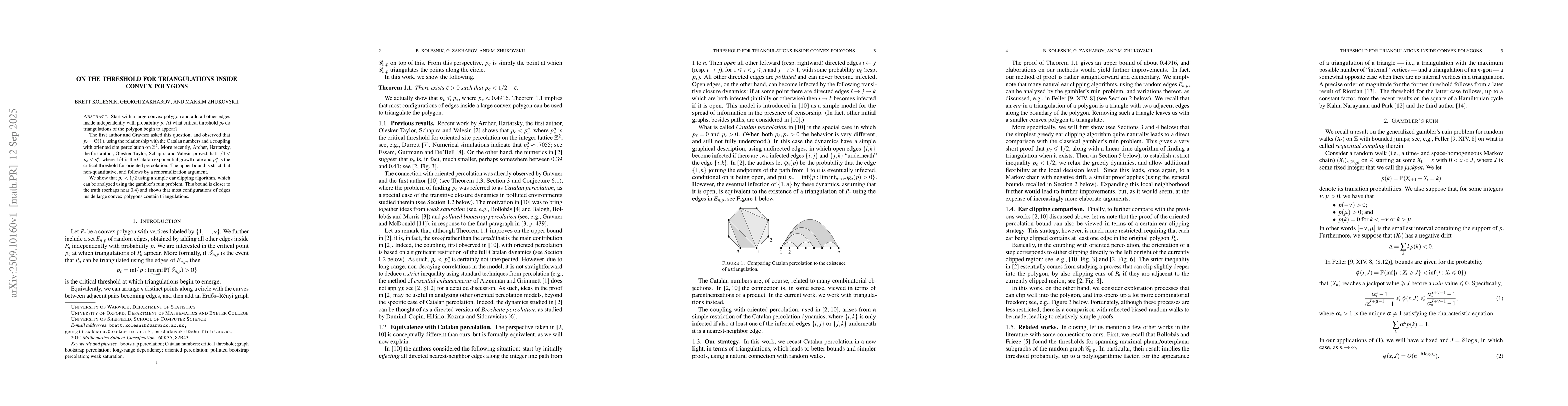 Thumbnail for On the threshold for triangulations inside convex polygons