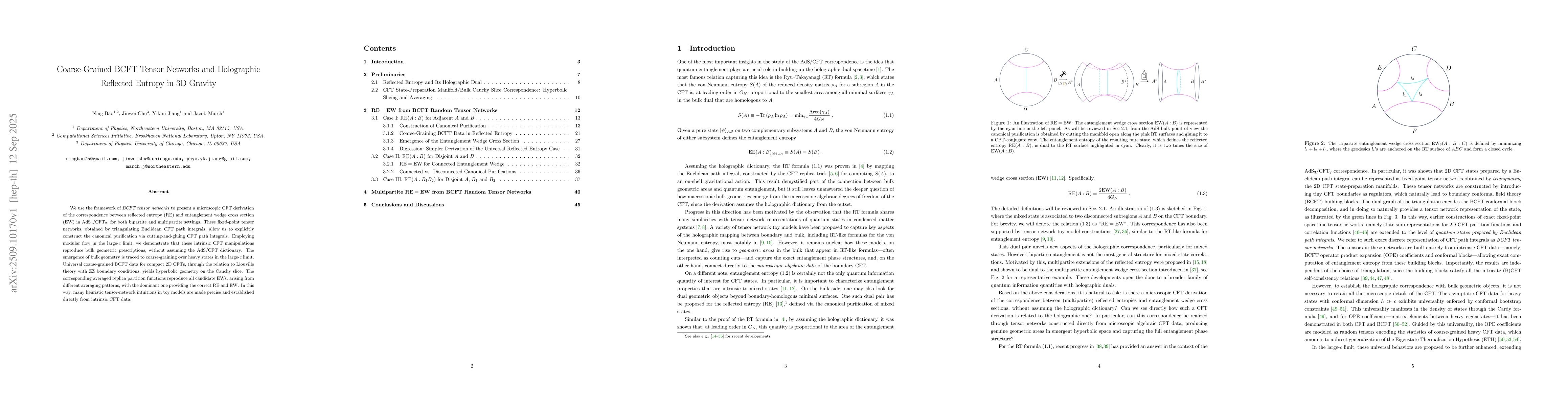 Thumbnail for Coarse-Grained BCFT Tensor Networks and Holographic Reflected Entropy in
  3D Gravity