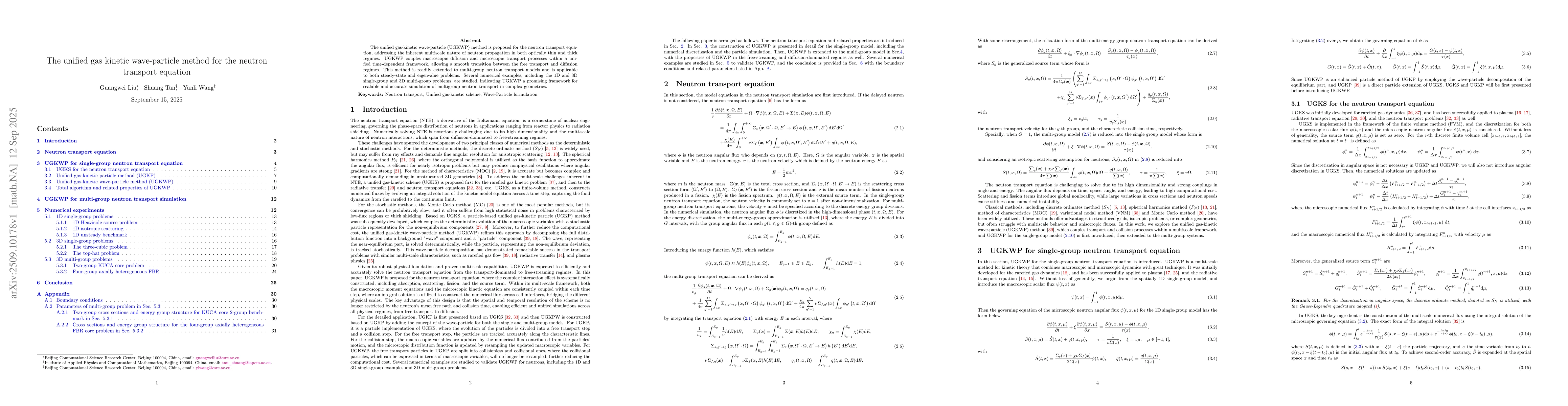 Thumbnail for The unified gas kinetic wave-particle method for the neutron transport
  equation