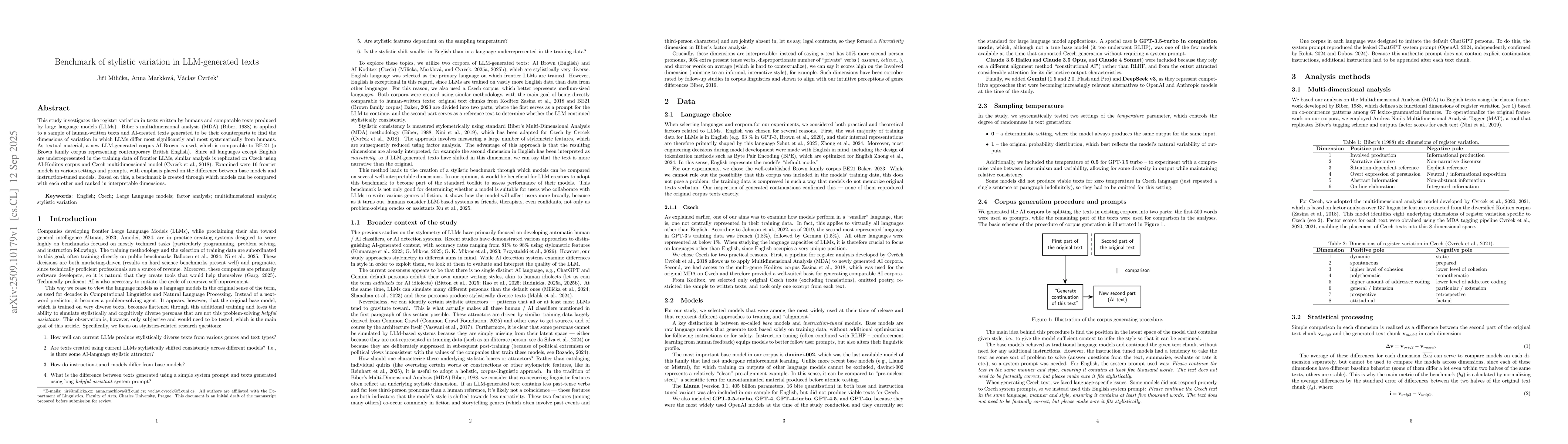 Thumbnail for Benchmark of stylistic variation in LLM-generated texts