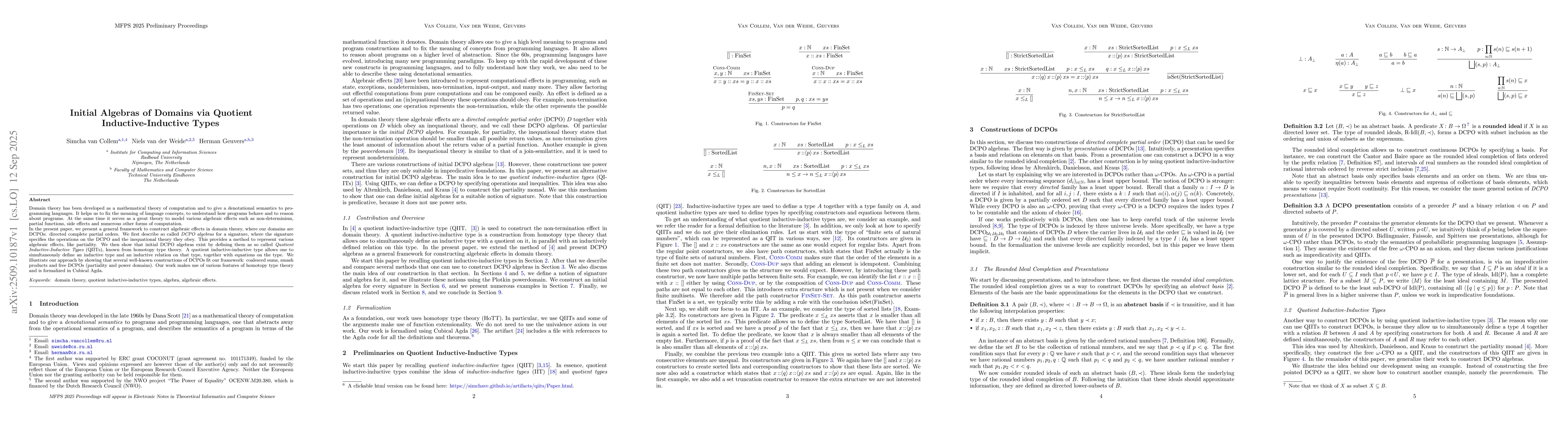 Thumbnail for Initial Algebras of Domains via Quotient Inductive-Inductive Types